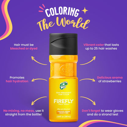 KC Color | Semi Permanent Hair Dye | Firefly (Neon Yellow) | 150 ml