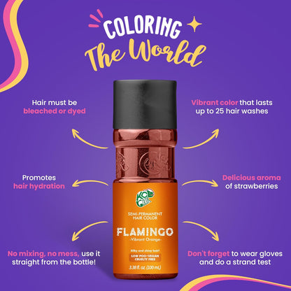 KC Color | Semi Permanent Hair Dye | Flamingo (Vibrant Orange) | 150 ml