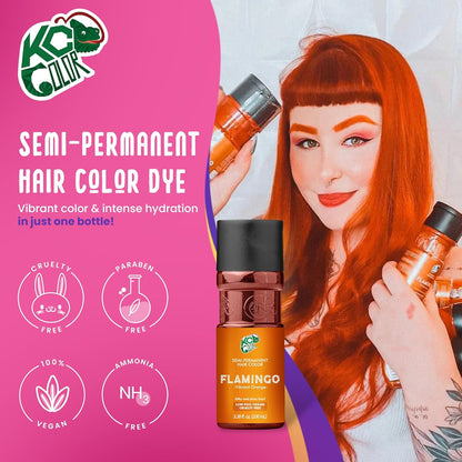 KC Color | Semi Permanent Hair Dye | Flamingo (Vibrant Orange) | 150 ml