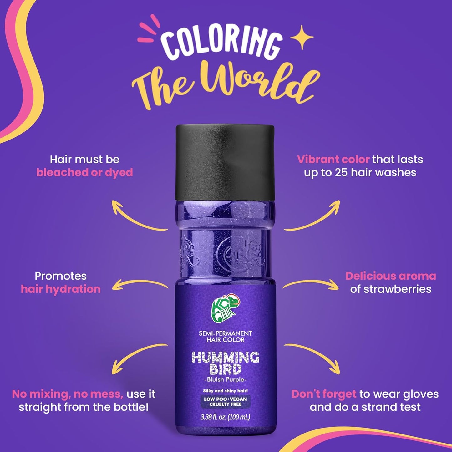 KC Color | Semi Permanent Hair Dye | Hummingbird (Bluish Purple) | 150 ml