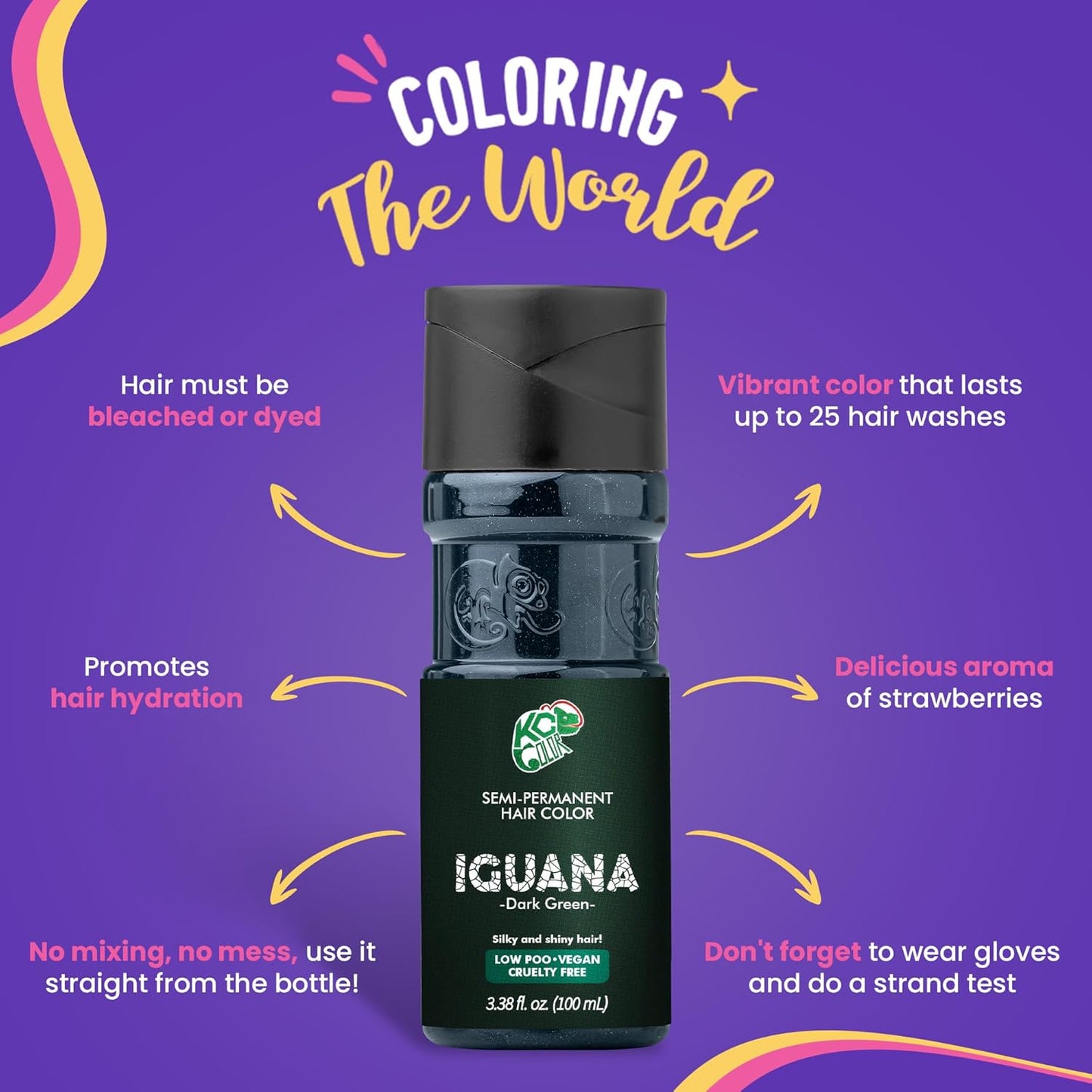 KC Color | Semi Permanent Hair Dye | Iguana ( Dark Green) | 150 ml