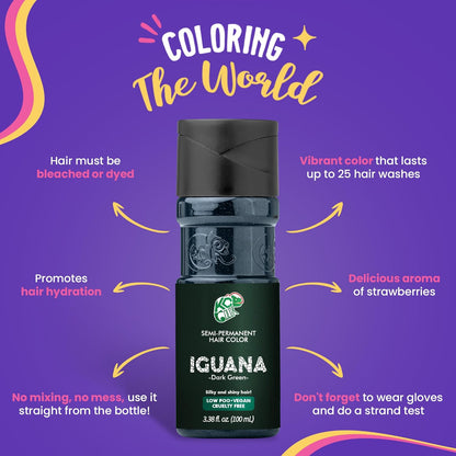 KC Color | Semi Permanent Hair Dye | Iguana ( Dark Green) | 150 ml