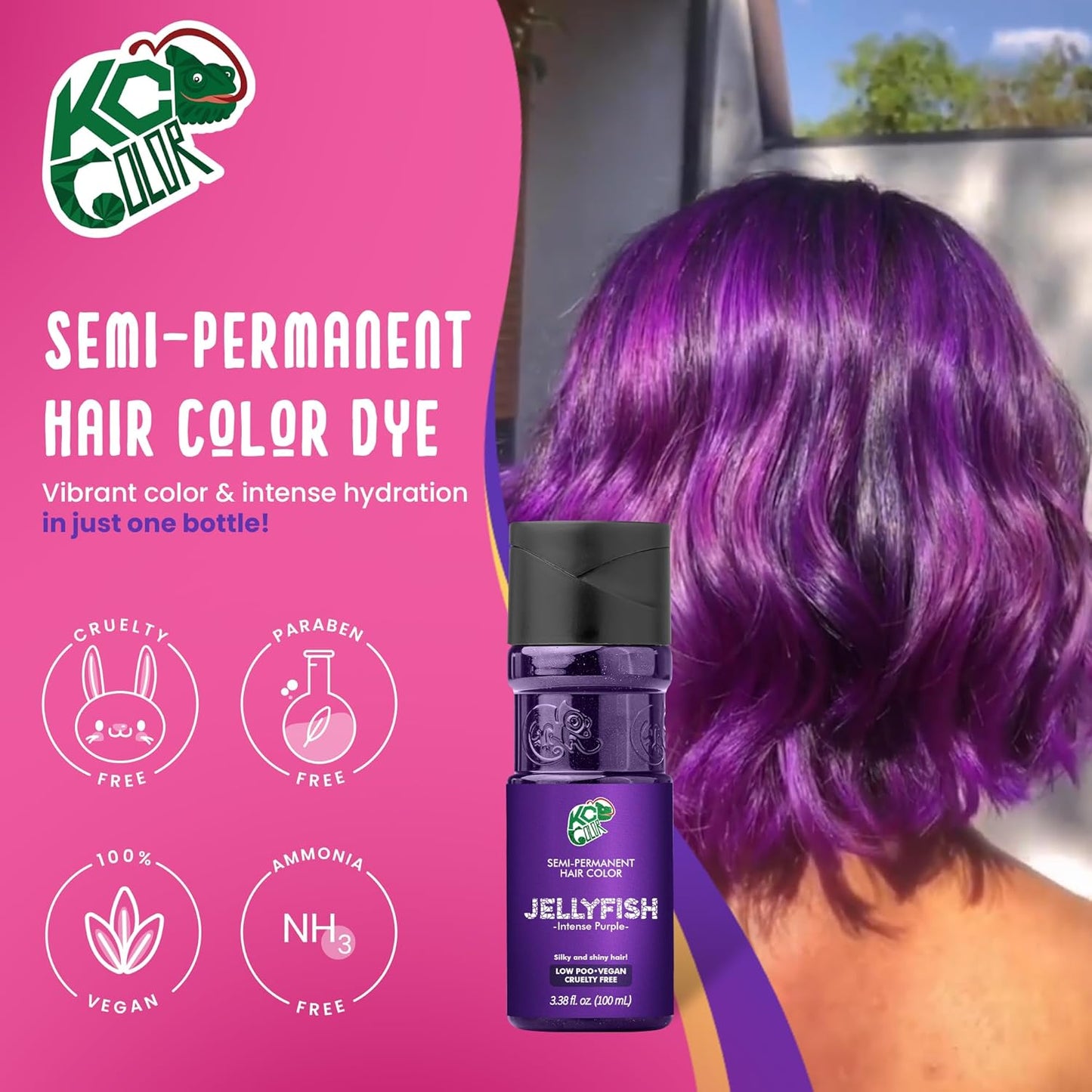 KC Color | Semi Permanent Hair Dye | Jellyfish (Intense Purple) | 150 ml