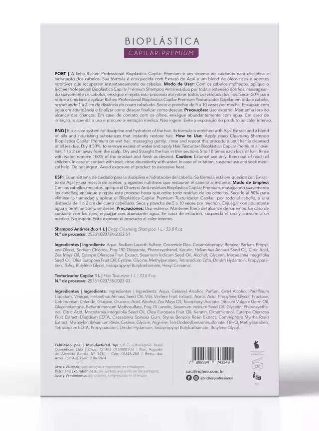 Richee Professional | طقم علاج الشعر بيو بلاستيكا كابيلار | (2x) 1000 مل