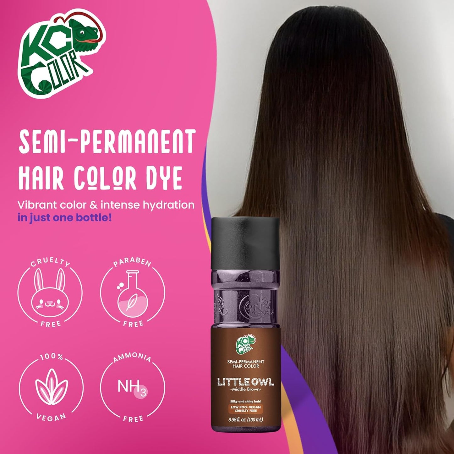 KC Color | Semi Permanent Hair Dye | Little Owl (Middle Brown) | 150 ml