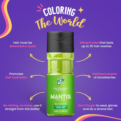 KC Color | Semi Permanent Hair Dye | Mantis (Neon Green) | 150 ml