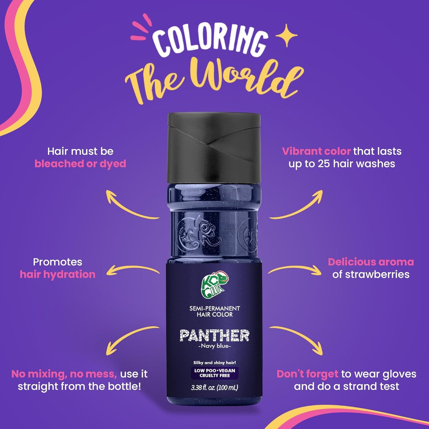 KC Color | Semi Permanent Hair Dye | Panther (Navy Blue) | 150 ml