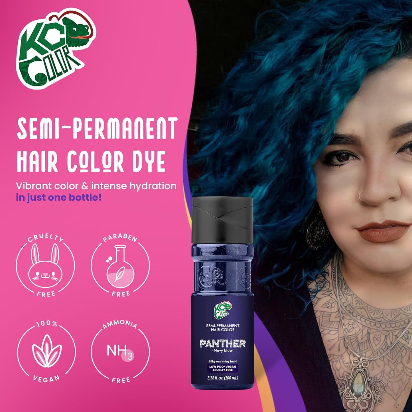 KC Color | Semi Permanent Hair Dye | Panther (Navy Blue) | 150 ml