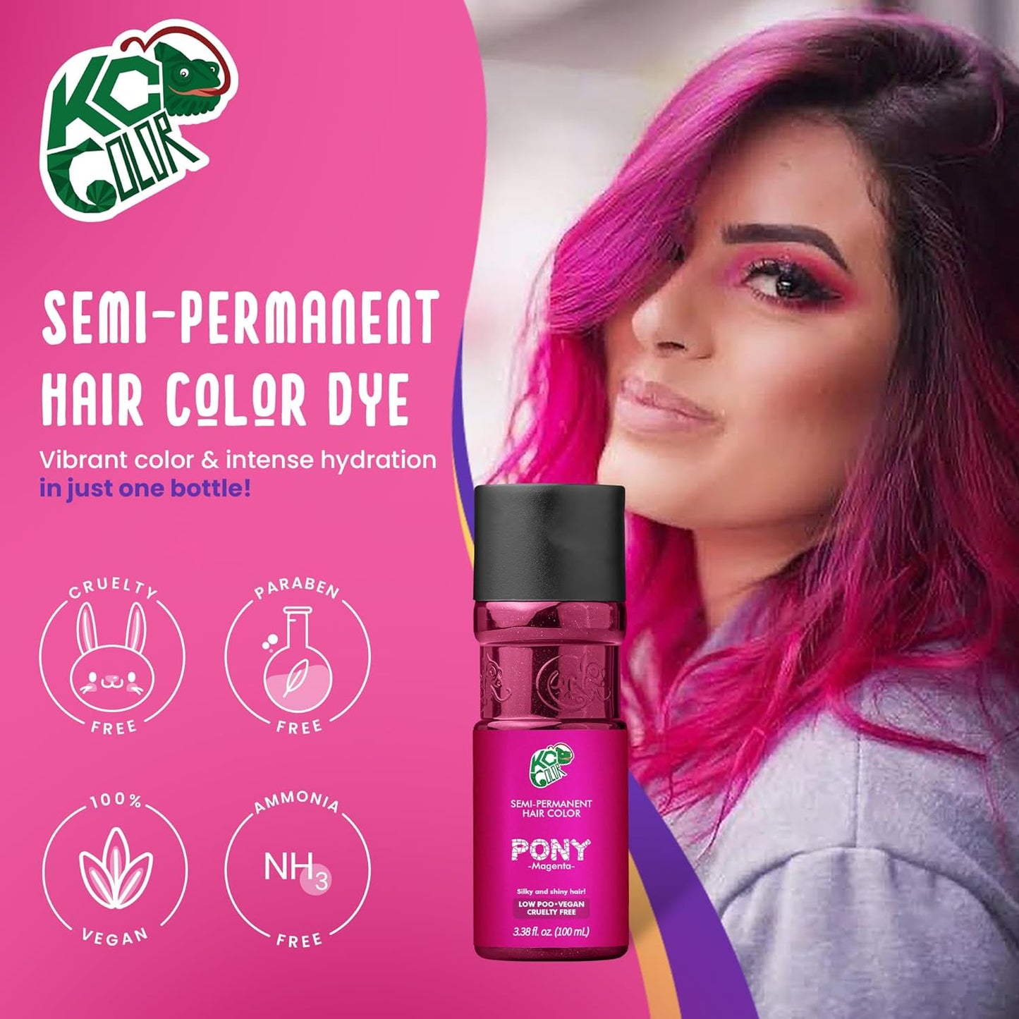 KC Color | Semi Permanent Hair Dye | Pony (Magenta) | 150 ml