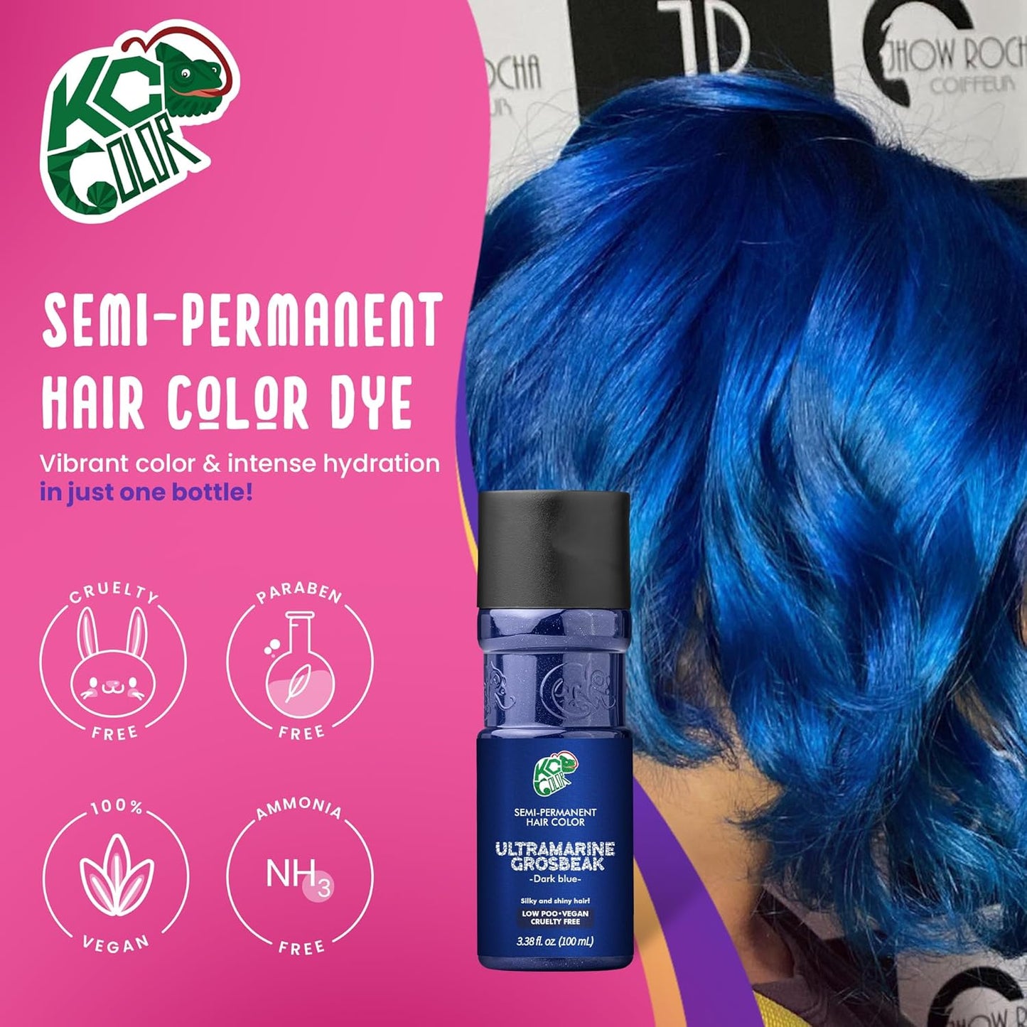 KC Color | Semi Permanent Hair Dye | Ultramarine Grosbeak (Dark Blue) | 150 ml