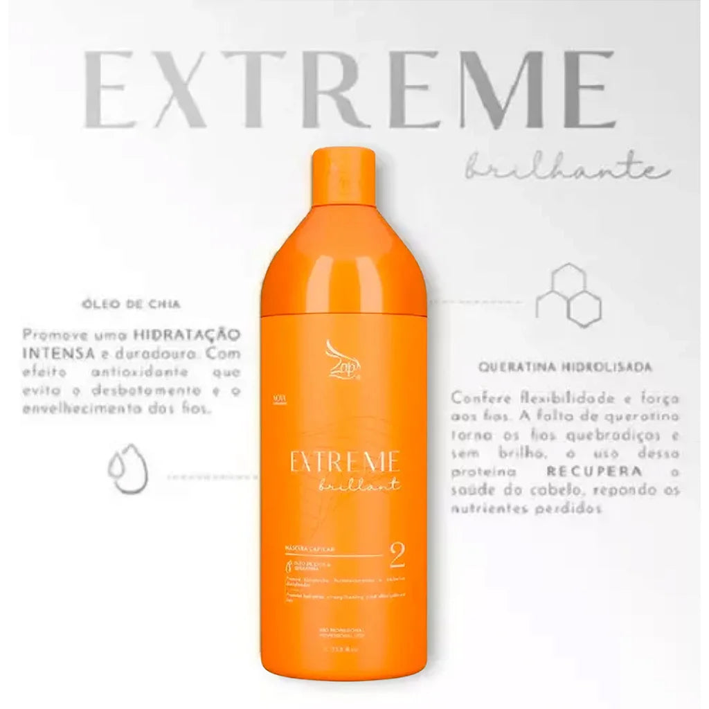 Zap Cosmetics | Extreme Brilliant & Detox Kit | Brazilian Keratin Treatment | (2x) 1000 ml