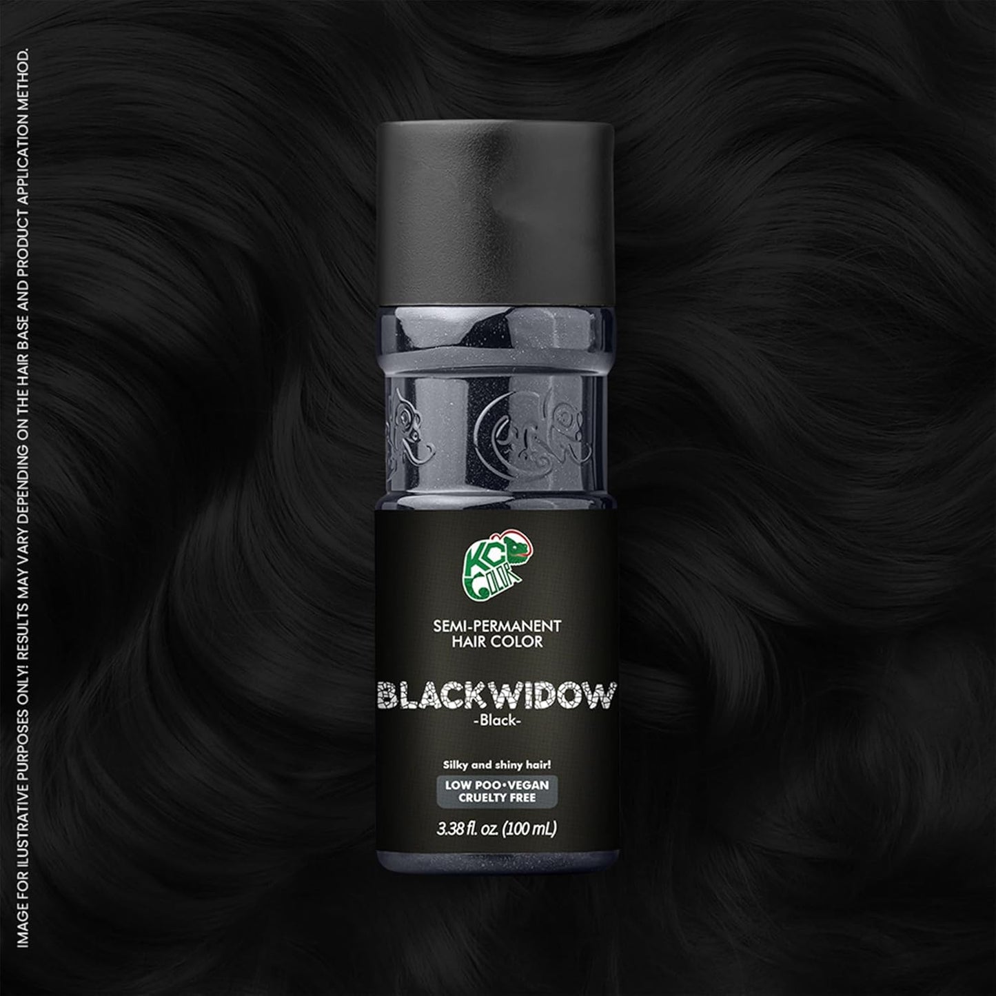 KC Color | Semi Permanent Hair Dye | Black Widow (Black) | 150 ml