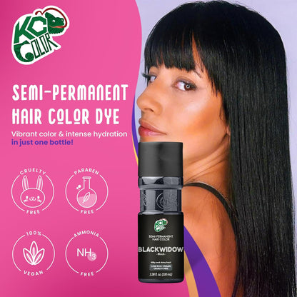 KC Color | Semi Permanent Hair Dye | Black Widow (Black) | 150 ml