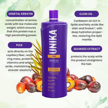 Agilise | Unika Ojon Hair Straightening | Vegetal Keratin For All Hair Types | 1000 ml