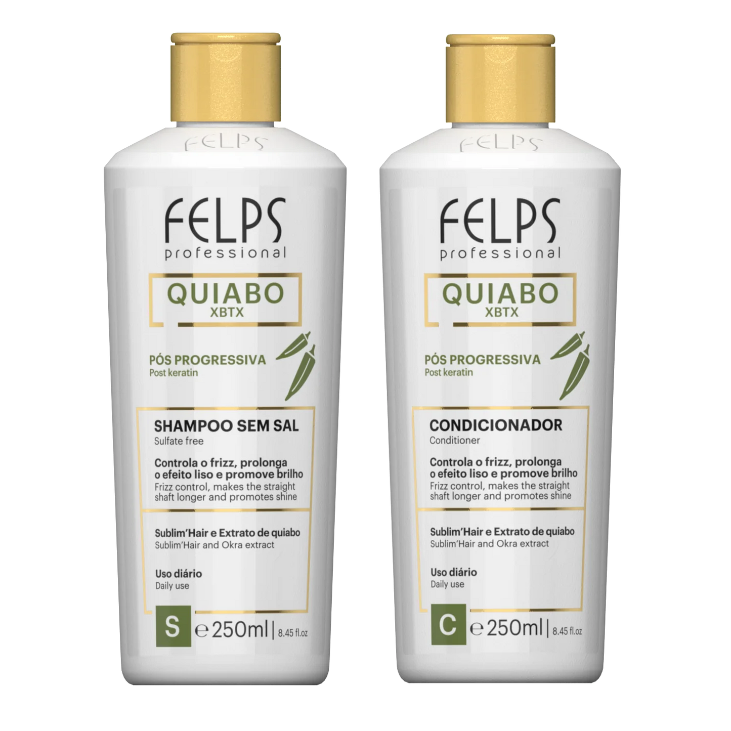 Felps Professional | Quiabo XBTX Post Keratin Shampoo & Conditioner Set | (2x) 250 ml