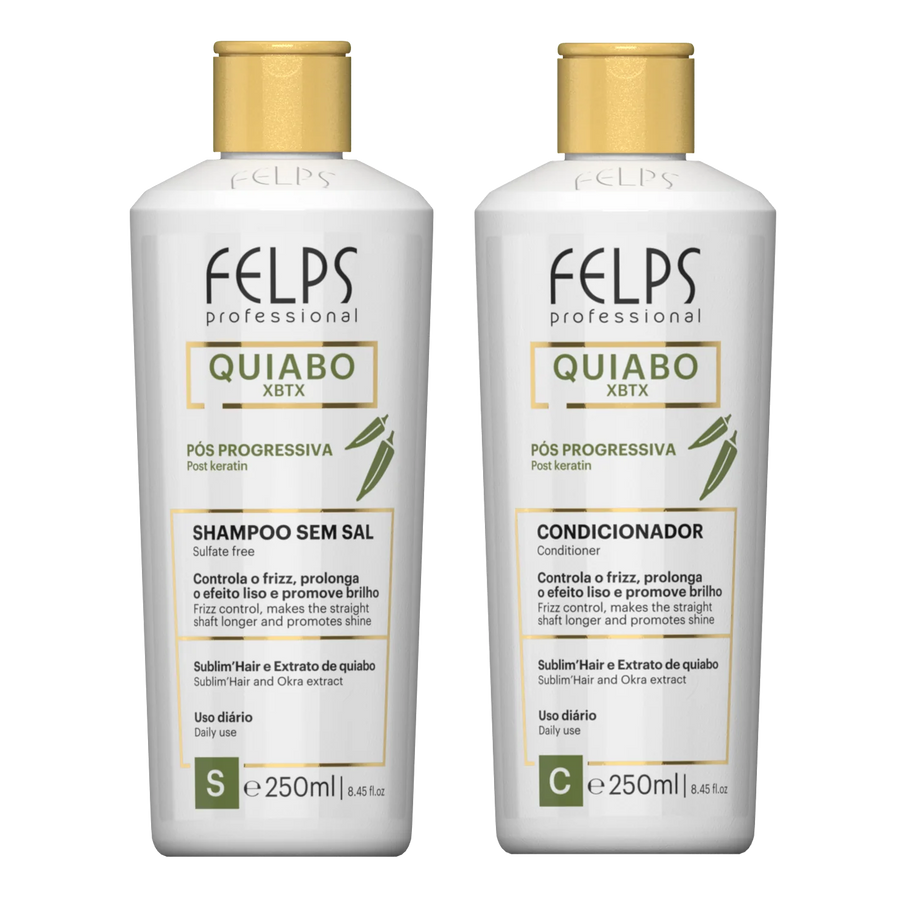 Felps Professional | Quiabo XBTX Post Keratin Shampoo & Conditioner Set | (2x) 250 ml