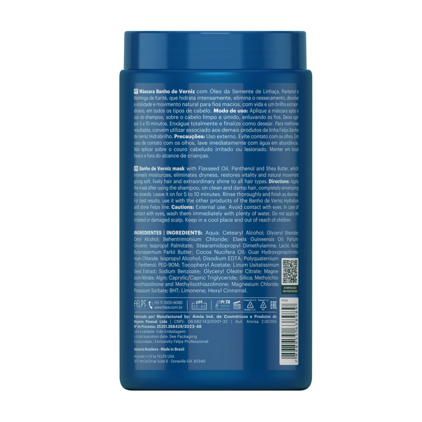 Felps Professional | Banho De Verniz | Hydrating Hair Mask | 1000 gr