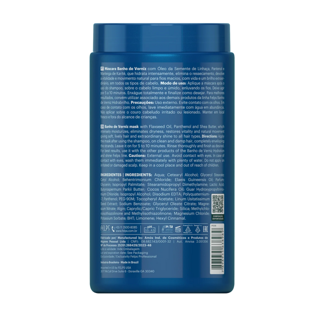 Felps Professional | Banho De Verniz | Hydrating Hair Mask | 1000 gr