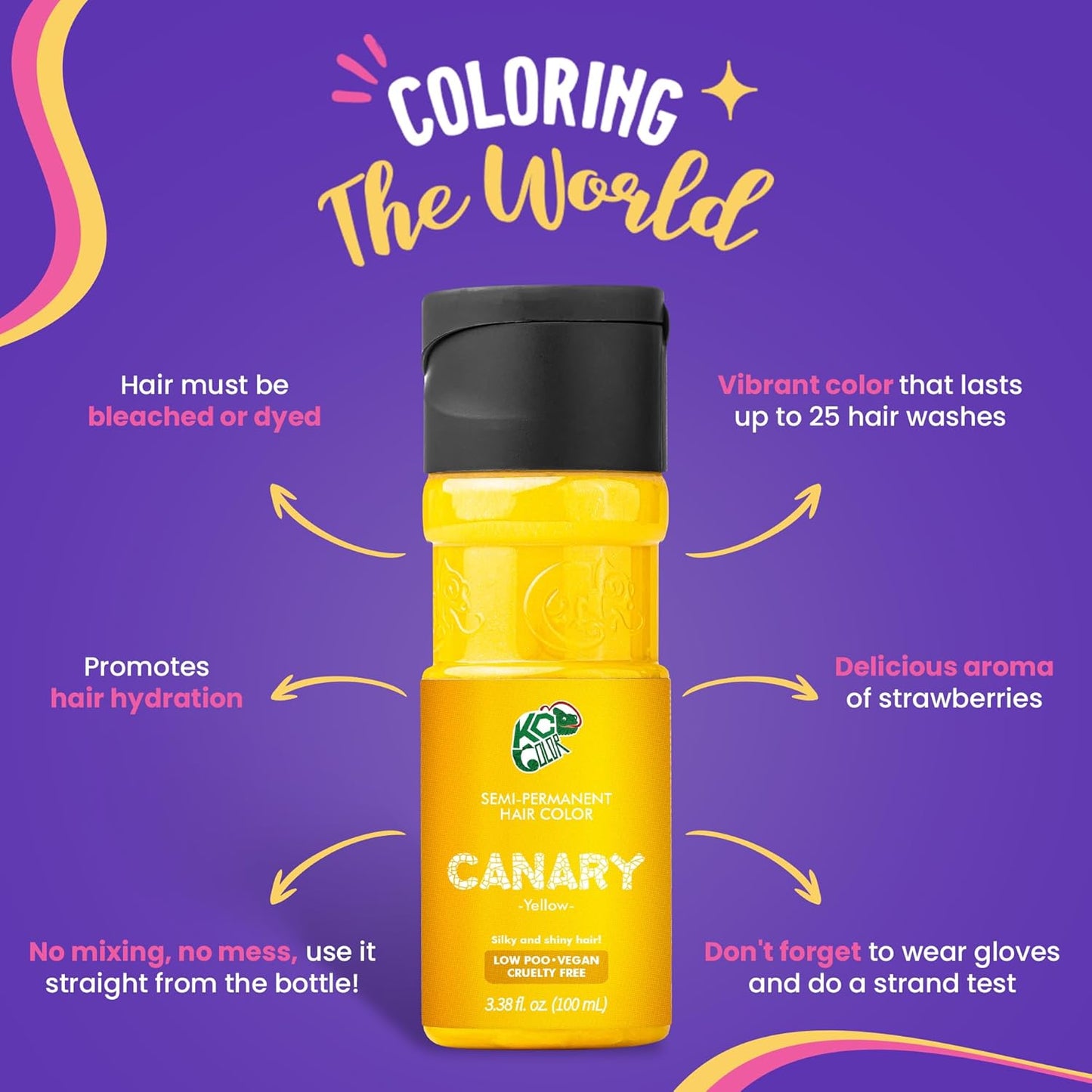 KC Color | Semi Permanent Hair Dye | Canary (Yellow) | 150 ml