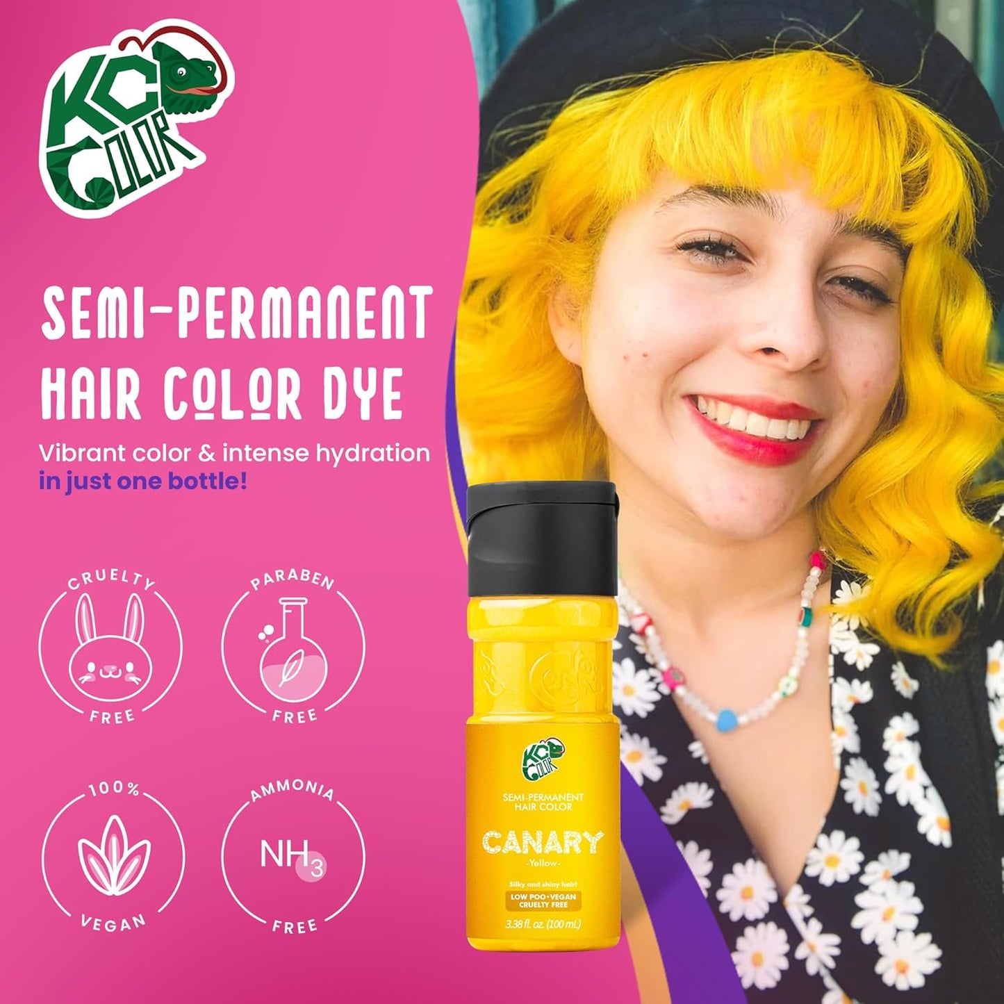 KC Color | Semi Permanent Hair Dye | Canary (Yellow) | 150 ml