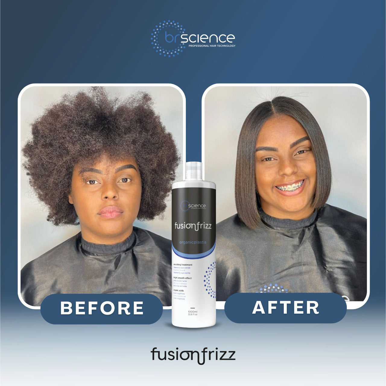 BR Science | Fusion Frizz OrganicPlastia | Bright Smoothing Treatment | Organic Acids | 1000 ml