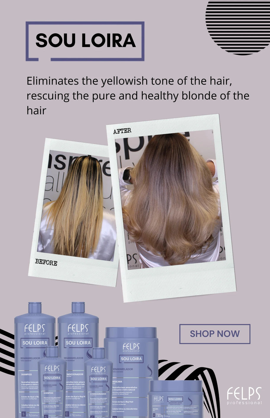 Felps Professional | Sou Loira For Blond Hair | Shampoo, Conditioner & Masker Set