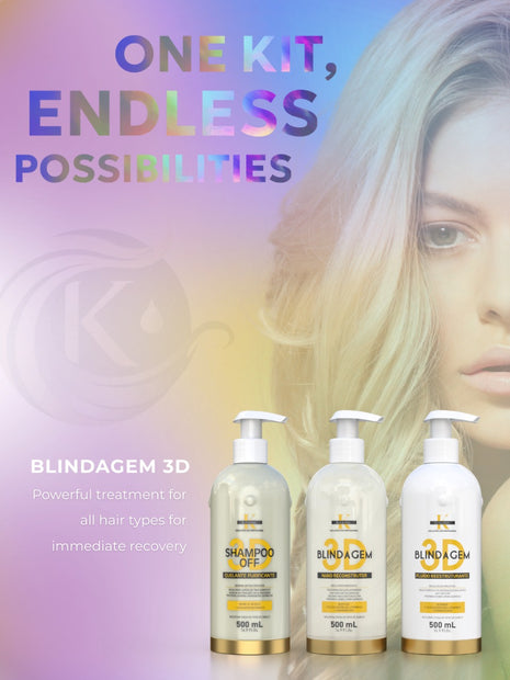 Kerastinni | Blindagem 3D Kit + Shampoo | Deep Damaged Reconstructor | (3x) 500 ml