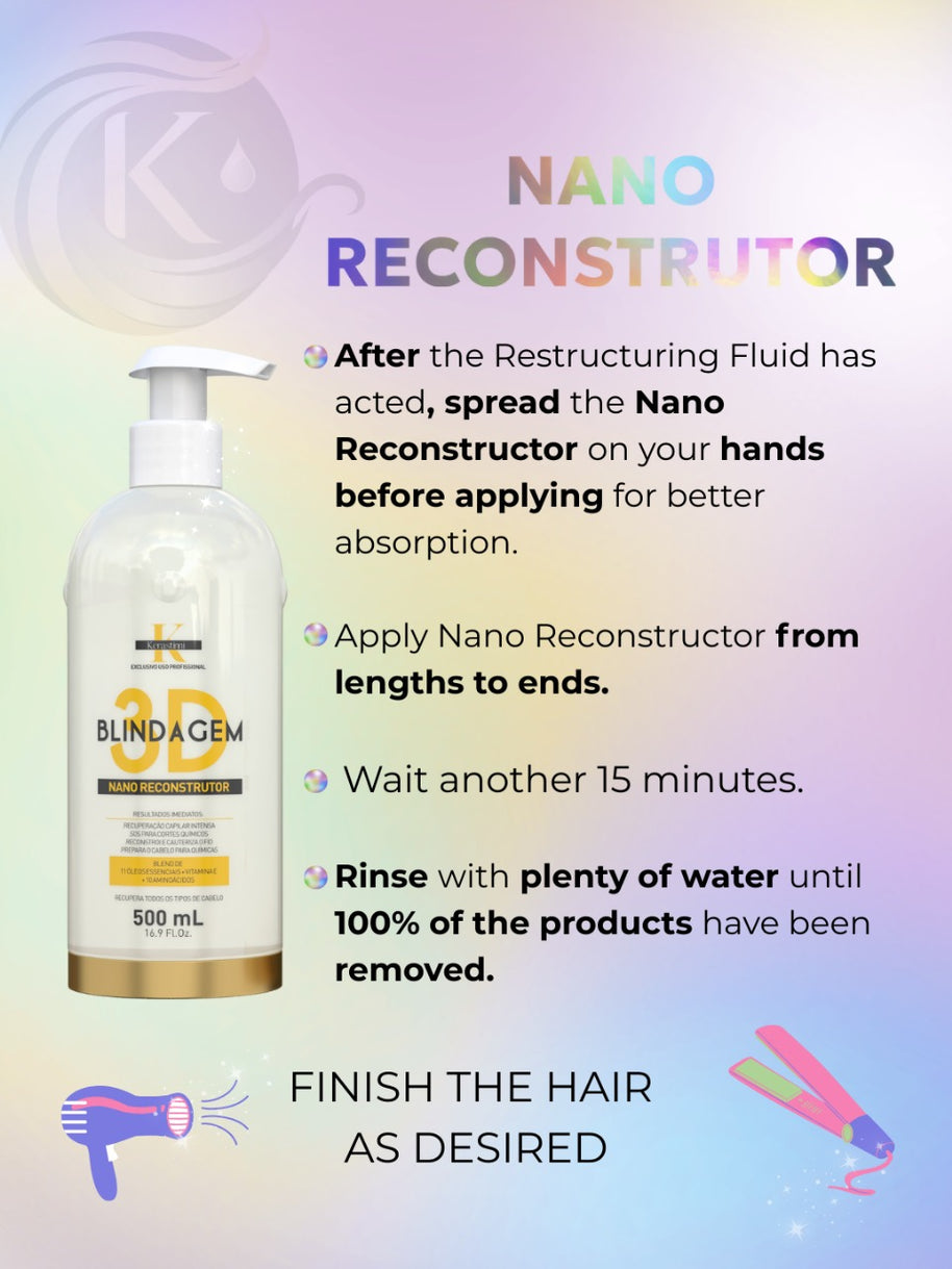 Kerastinni | Blindagem 3D Kit + Shampoo | Deep Damaged Reconstructor | (3x) 500 ml