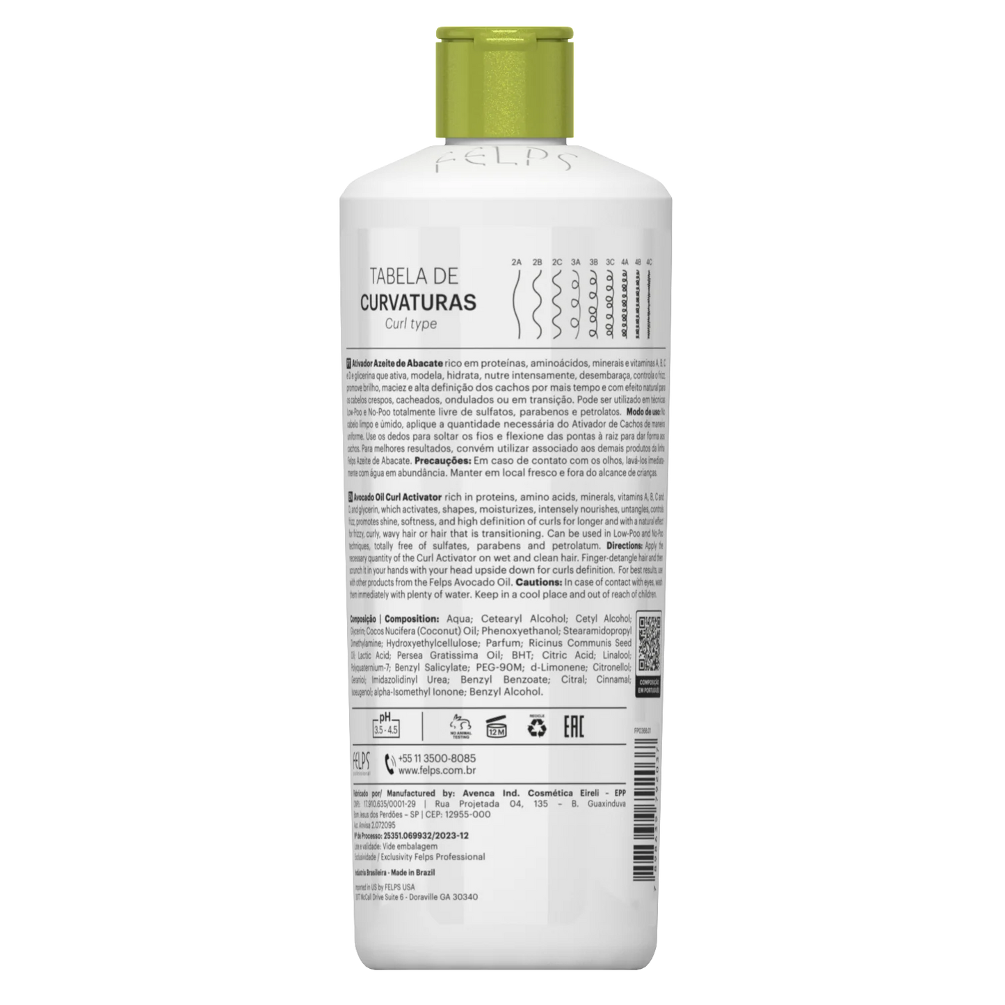 Felps Professional | Abacate Curl Activator | Frizzy And Curly Hair | 500 ml