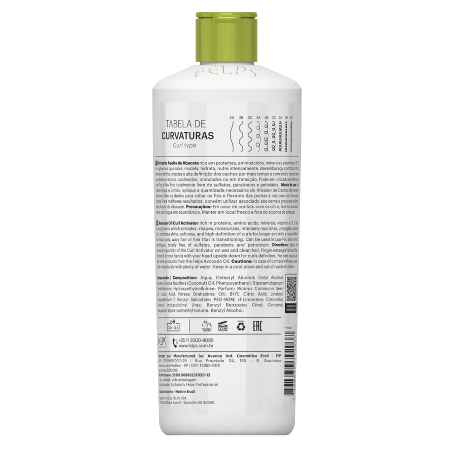 Felps Professional | Abacate Curl Activator | Frizzy And Curly Hair | 500 ml
