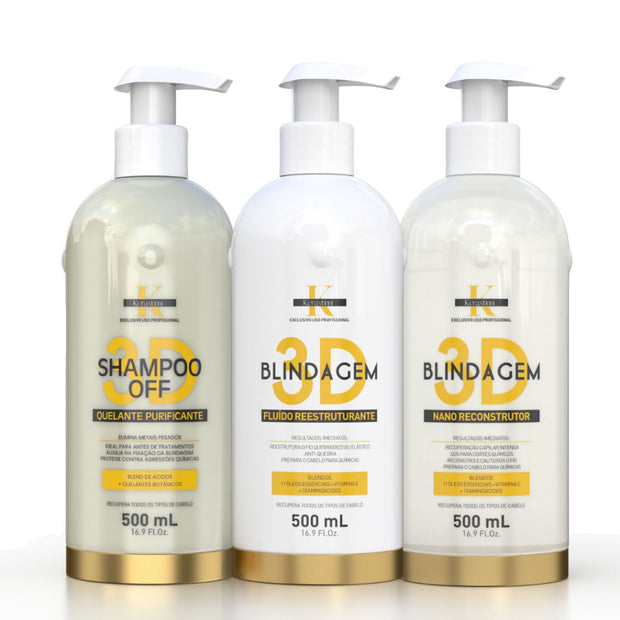 Kerastinni | Blindagem 3D Kit + Shampoo | Deep Damaged Reconstructor | (3x) 500 ml