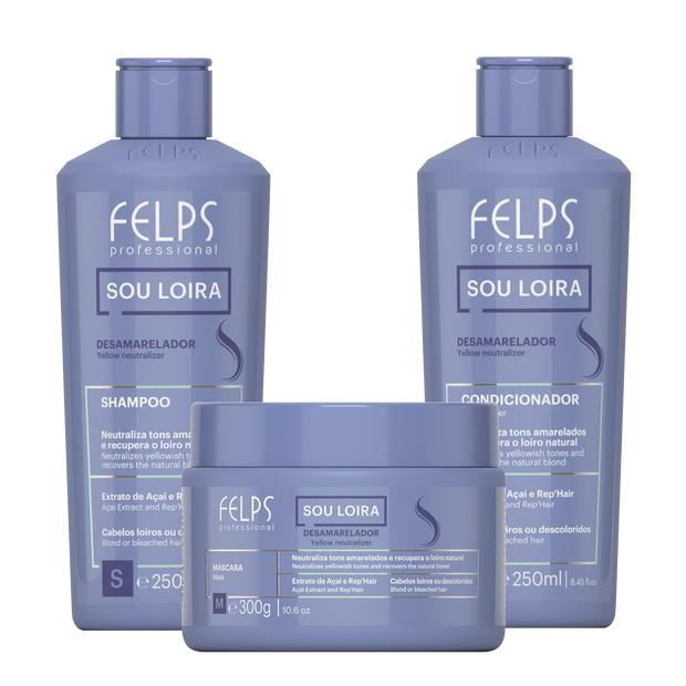 Felps Professional | Sou Loira For Blond Hair | Shampoo, Conditioner & Masker Set