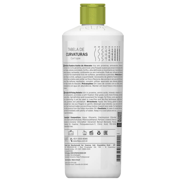 Felps Professional | Abacate Avocado Oil Curl Gel | Frizzy And Curly Hair | 500 ml