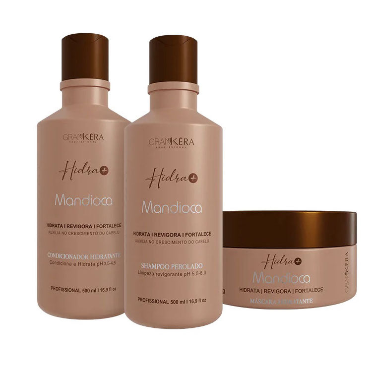 GranKera | Hidramais Mandioca Kit | Shampoo + Conditioner + Mask