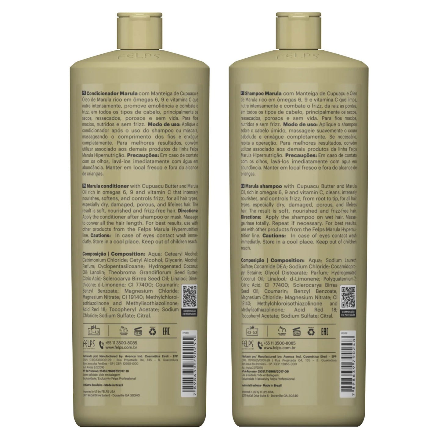 Felps Professional | Marula Shampoo & Conditioner Kit | Dry And Damaged Hair | (2x) 1000 ml