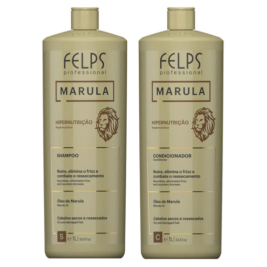 Felps Professional | Marula Shampoo & Conditioner Kit | Dry And Damaged Hair | (2x) 1000 ml