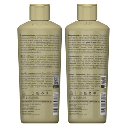 Felps Professional | Marula Shampoo & Conditioner Kit | Dry And Damaged Hair | (2x) 250 ml