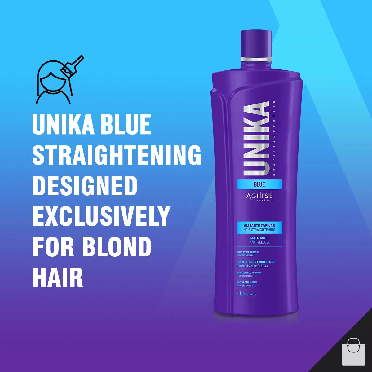 Agilise | Unika Blue Gel Hair Straightening | Anti-Yellow For Blond Hair | 1000 ml