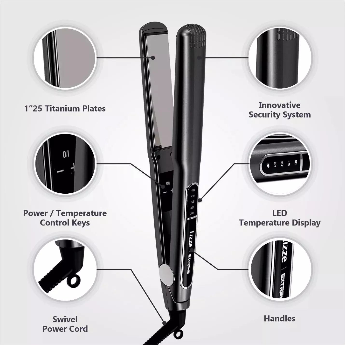 Lizze | Extreme Titanium Hair Straightener | 250°C / 220V