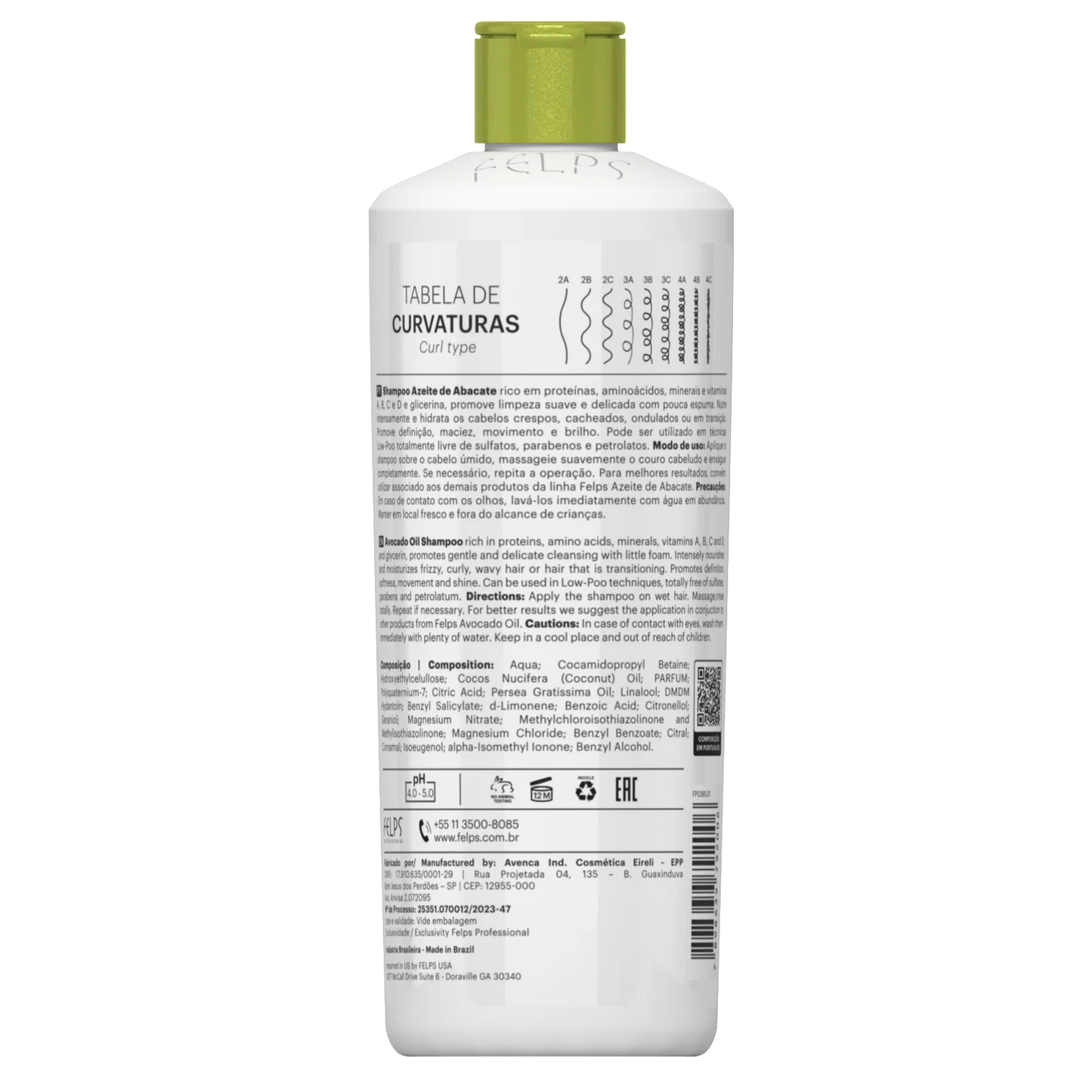 Felps Professional | Abacate Shampoo & Conditioner Set | Frizzy And Curly Hair | (2x) 500 ml
