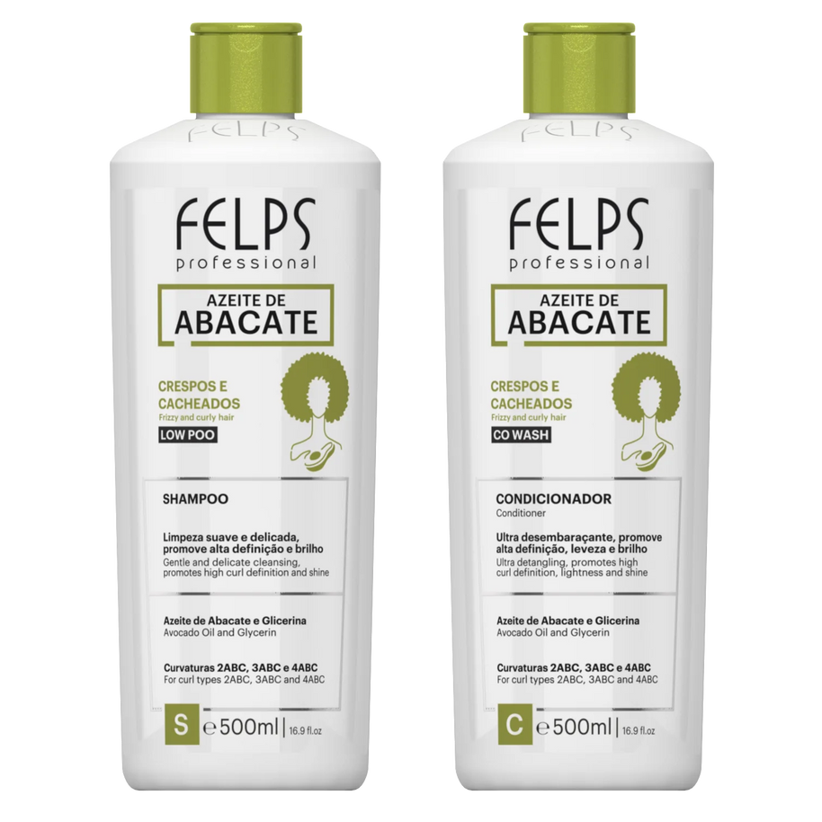 Felps Professional | Abacate Shampoo & Conditioner Set | Frizzy And Curly Hair | (2x) 500 ml