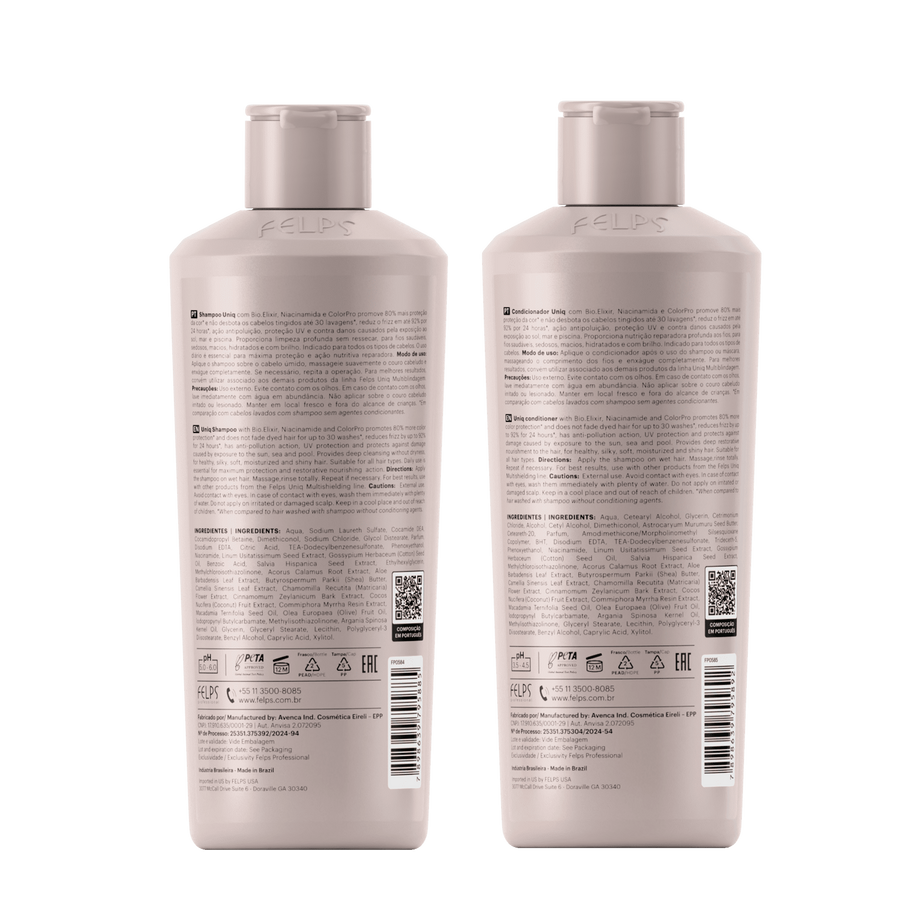 Felps Professional | Uniq Multishielding | 6 in 1 Shampoo & Conditioner Set | (2x) 250 ml