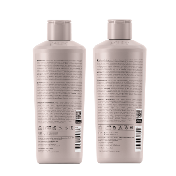 Felps Professional | Uniq Multishielding | 6 in 1 Shampoo & Conditioner Set | (2x) 250 ml