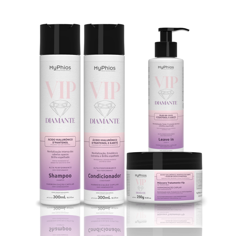 MyPhios | VIP Diamante Kit | Shampoo, Conditioner, Mask, Leave-in Finisher