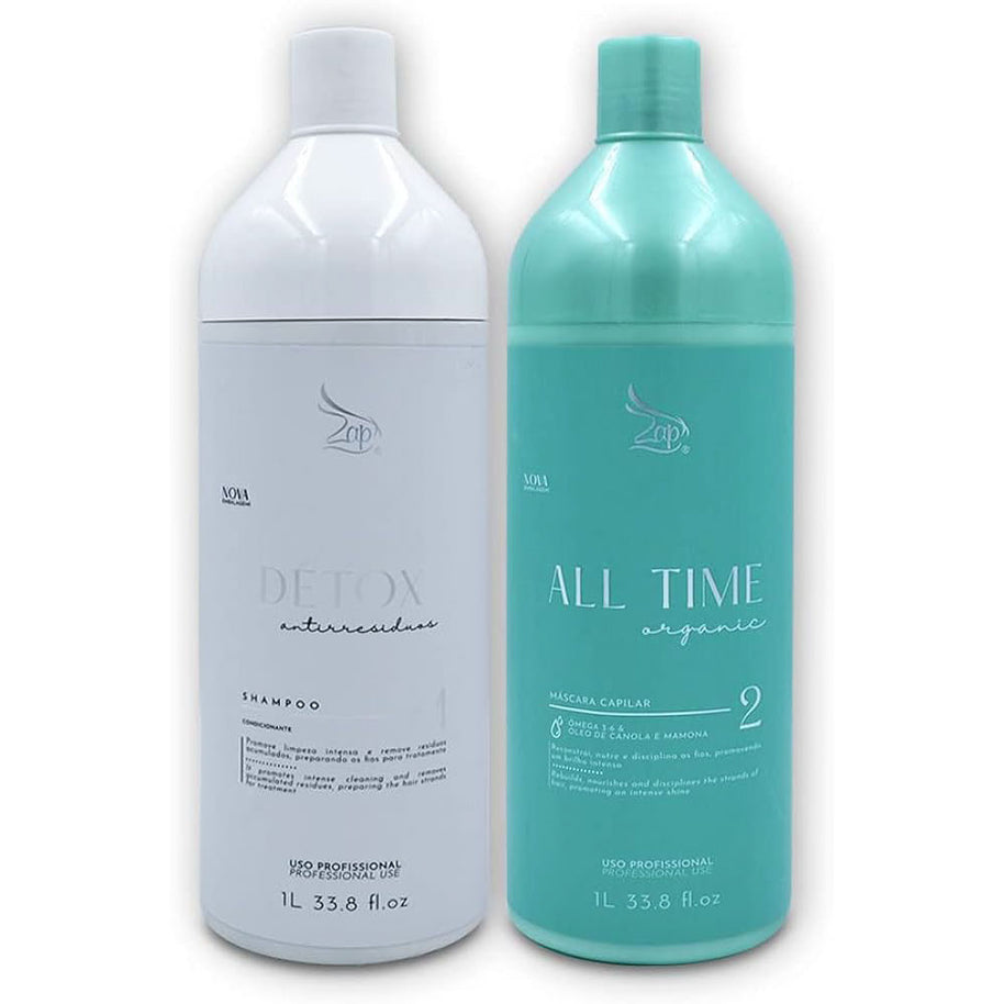Zap Cosmetics | All Time Organic Kit | Brazilian Keratin Treatment | (2x) 1000 ml