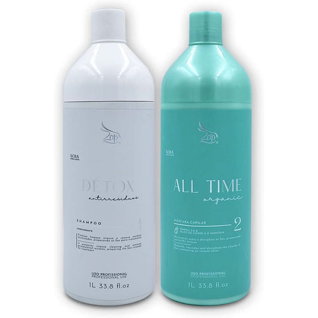 Zap Cosmetics | All Time Organic Kit | Brazilian Keratin Treatment | (2x) 1000 ml
